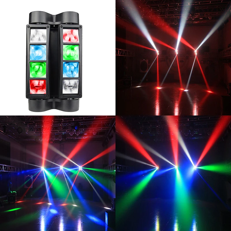 Mini Dj Led Moving Head Light Disco 8X 10W Rgbw Spider Lite Dmx 512 Controller Fog Machine Stage Light Night Club Ktv Bar