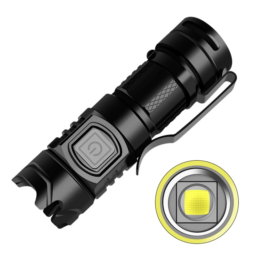 

Portable LED Flashlight Waterproof Rechargeable Fixed Focus Emergency Torch Outdoor Ultra Bright Tactical Flashlight Penlight