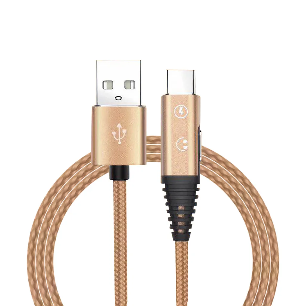 1 м Плетеный USB C зарядный Тип C адаптер для наушников 2 в 1 Смарт настенный переключатель для мобильного телефона Быстрая зарядка кабель type-C