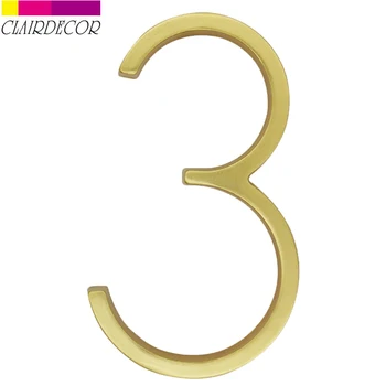 

5 in Golden Modern House Number Name Plate Hotel Home Door Number Outdoor Address Plaque Number for House Address Sign #3