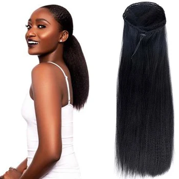 

Allaosify Adjustable Strap Yaki Straight Ponytail Hairpiece For Women With Comb Synthetic Pony Tail False Hair Extension