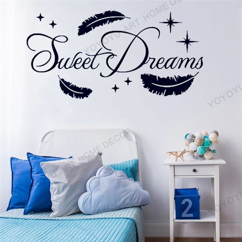 Sweet Dreams Feathers star baby Bedroom Wall Art Vinyl Decal GIFT Sticker V68 