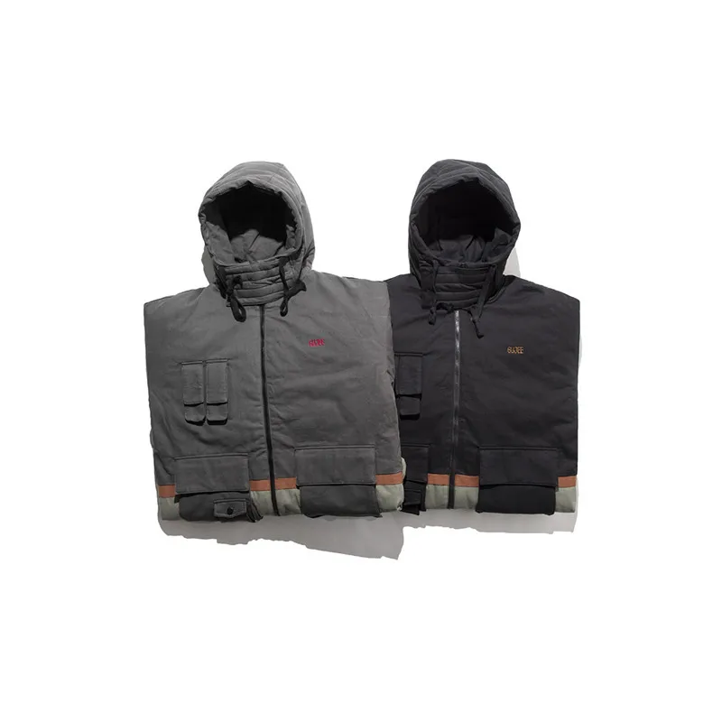 19 зимняя новая ретро хит цветная хлопковая куртка с капюшоном мужская Японская хлопковая куртка с несколькими карманами толстое пальто для мужчин