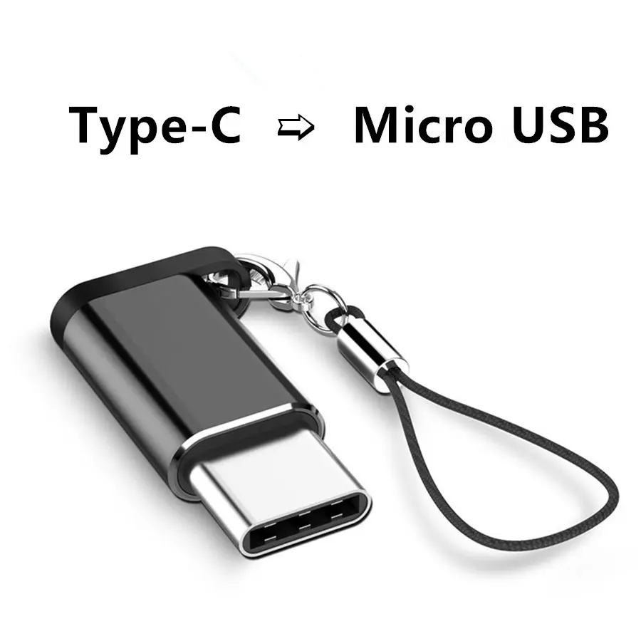 Adapter Micro USB To Type C Alloy Case Android Micro USB Connector To Type C For Huawei For Xiaomi With Keychain Adaptors