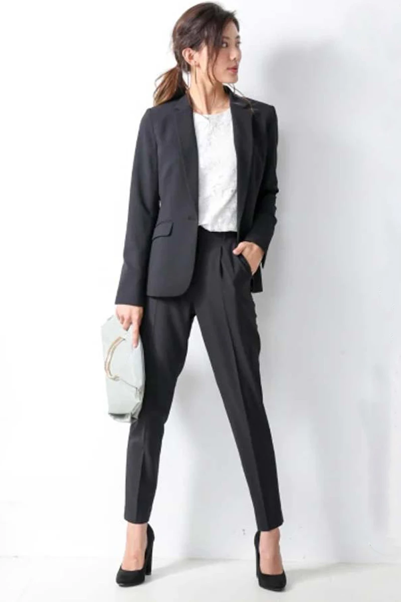 Женский костюм с курткой, Женский Осенний однотонный костюм, штаны для ног, два комплекта темперамента, модный однотонный, тонкий комбинезон