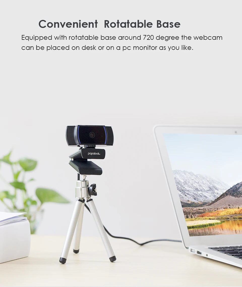 HD 1080P Webcam, PAPALOOK AF925 Autofocus Web Camera With Microphone 5-layer Glass Len, USB Plug Webcam For Computer Mac Laptop