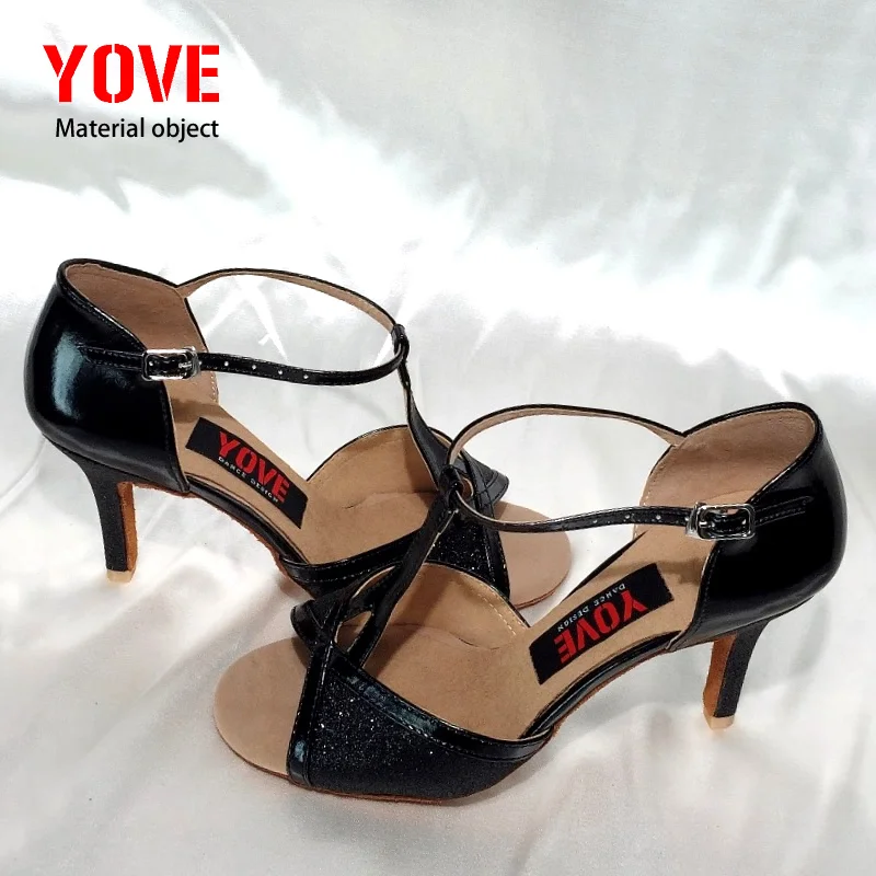 YOVE стиль LD-1139 танцевальная обувь Бачата/Сальса крытый и открытый Женская танцевальная обувь