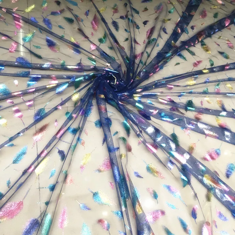 10 м новые красочные перья живопись на сетке для свадебного шоу Вечернее платье кружевная ткань DIY шитье для платья занавески фон