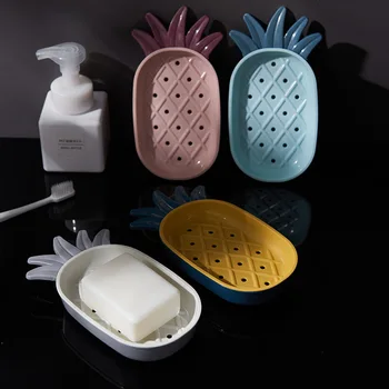 

Creative xiang zao jia Pineapple-Shaped Soap Dish Household Plastic Cute Bathroom Double Layer Water Draining Soap Holder Soap B