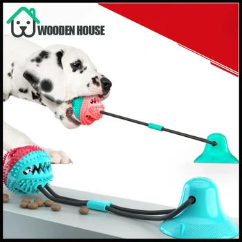 

Dog Chew Toy with Silicon Suction Cup for Tooth Cleaning Leaking Food Dog Biting Toy Chewing Playing IQ Treat Toys Push Ball Toy