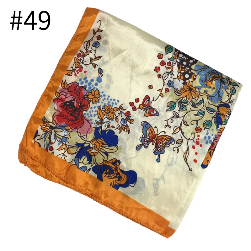 Number 49 color Лидер продаж, 50 шт. квадратный шарф, маленький винтажный Модный бандаж для волос, элегантный Тощий Ретро платок на голову, Шелковый сатиновый шарф 50 см* 50 см - Цвет: Number 49 color