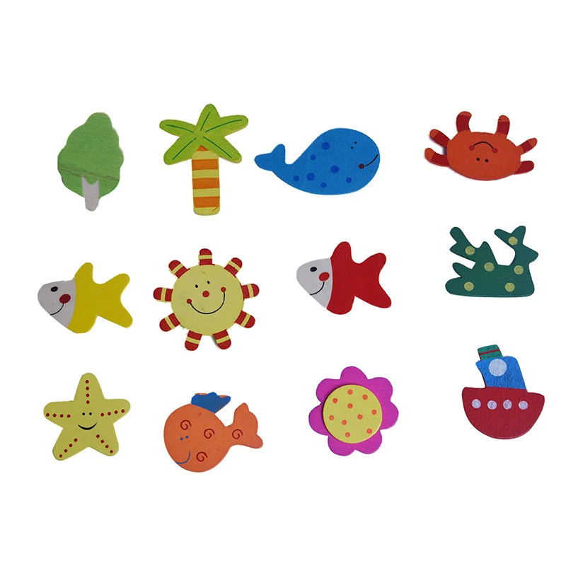 

12x Wooden Fridge Magnets Sticker Baby Magnetic Toys Home Art Novelty