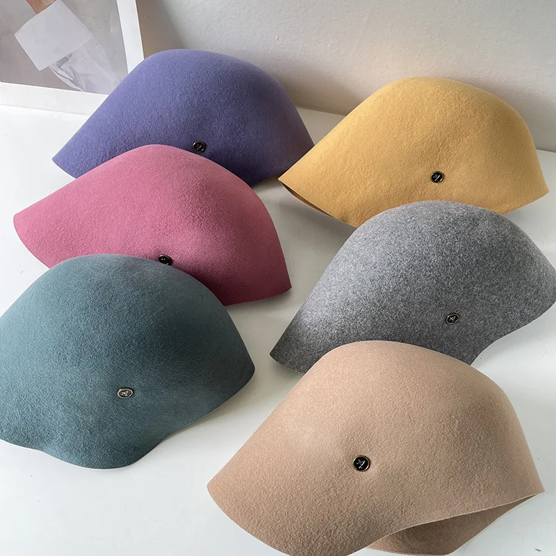 

Korean Fashion Designer Bonnet Wool Basin Hats For Women Fall Winter Bucket Fisherman Hat Ladies Casual K Pop Custom Fedora Hat