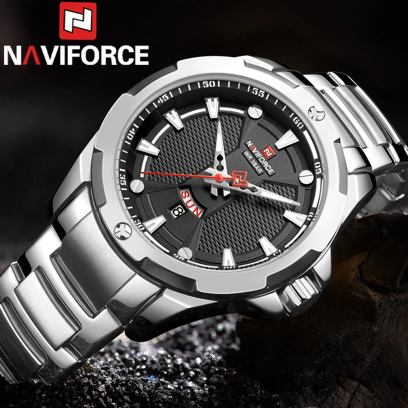 Часы наручные NAVIFORCE Мужские кварцевые водонепроницаемые спортивные в стиле