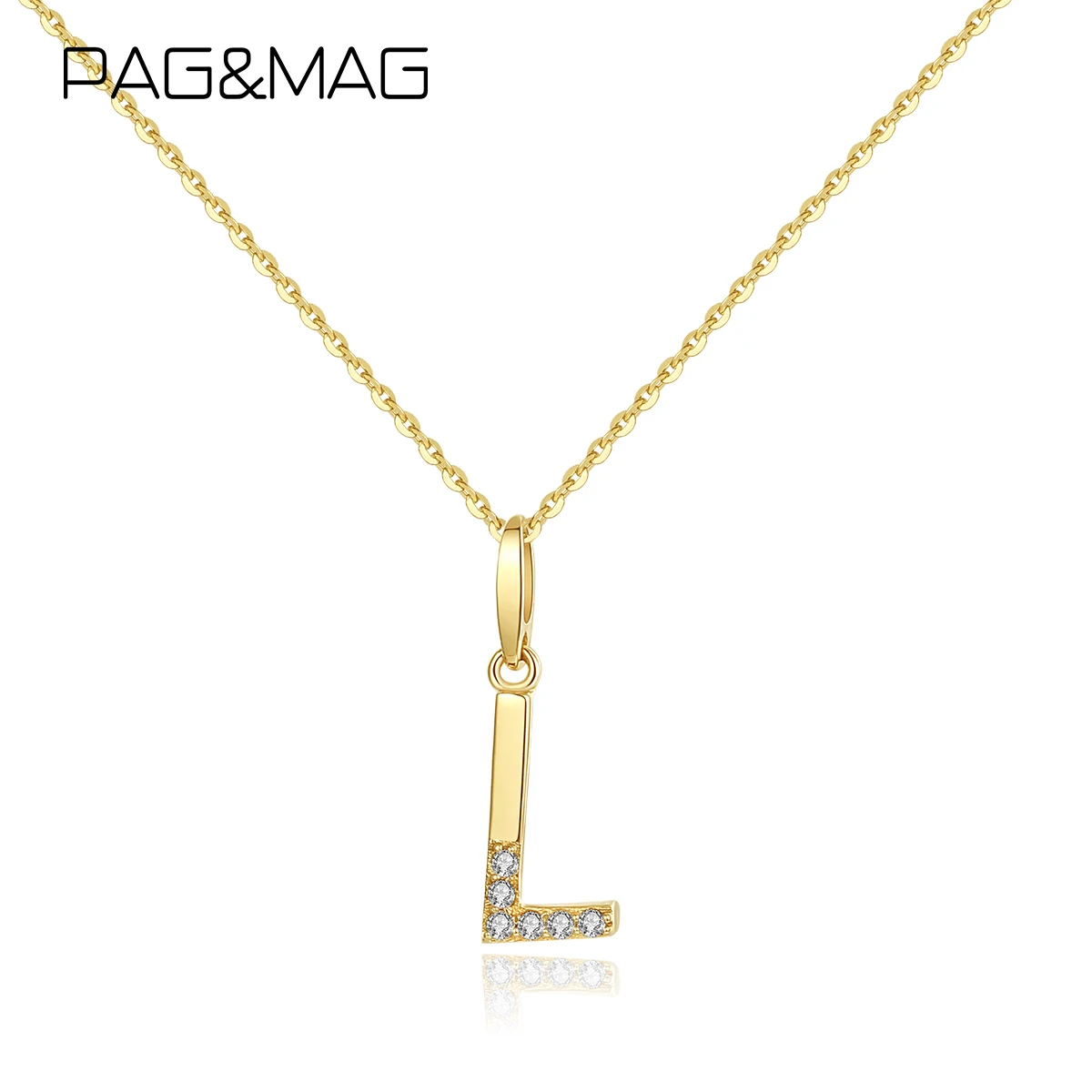 PAG &amp MAG подлинное 14K золото Твердые буквы кулон &quotинициалы&quot ожерелье для женщин