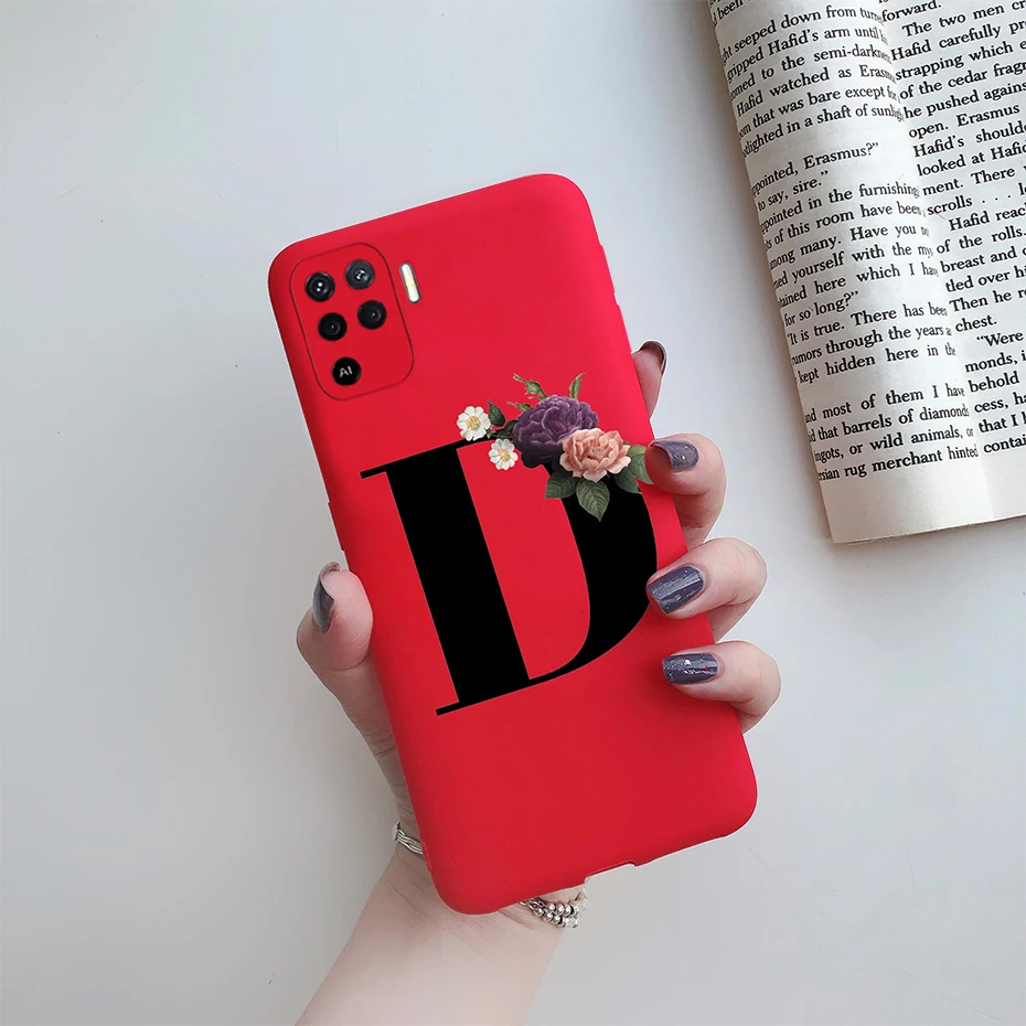 cases for oppo phones For Oppo Reno 5 Lite Case Letters Monogram ABC Flower Soft Silicone Back Cover For Oppo Reno5 Z Reno 5 F Z Lite 5F 5Z 5Lite Case oppo phone back cover