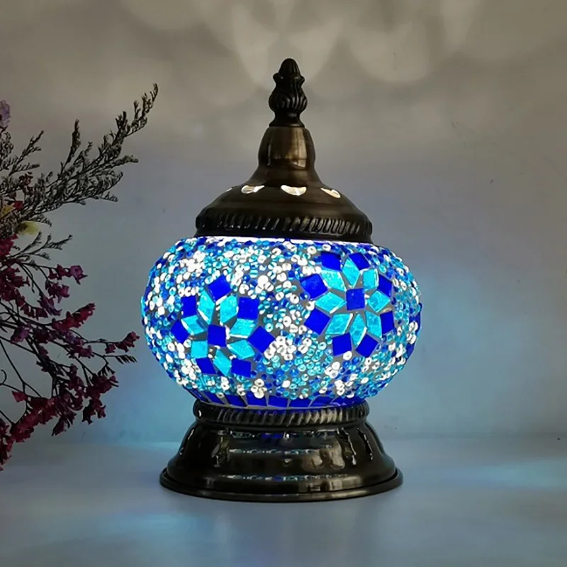

New Style E14 Hand-inlaid glass mosaic bedroom living room decorative Night Lamps of Mediterranean style Turkish Lamps