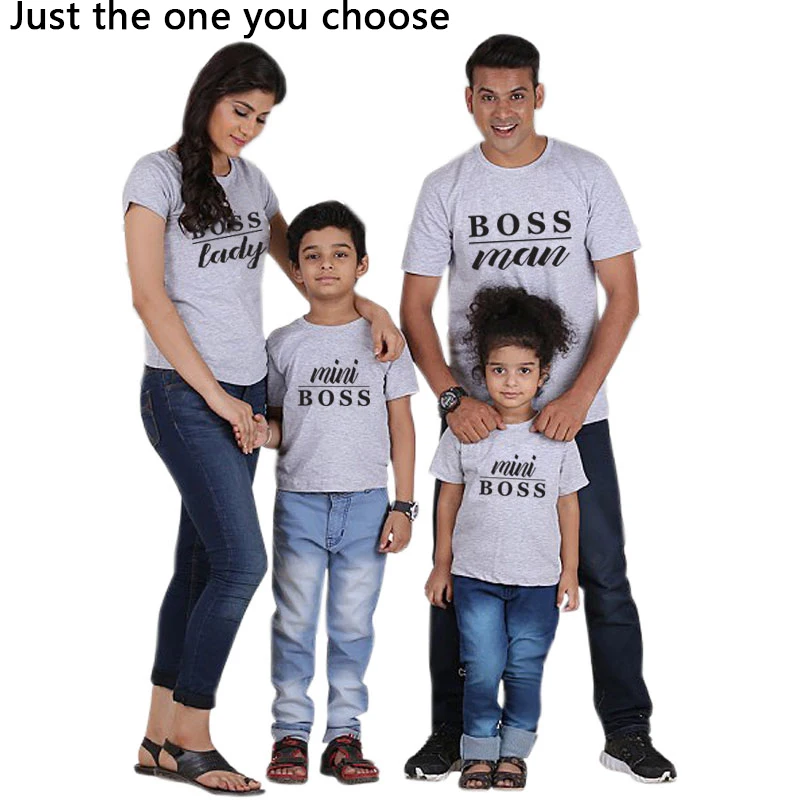 New Family Matching Clothes Look Father Mother Daughter Son Outfits Clothing family outfit Fashion Printing T-Shirts - Цвет: Gray 3