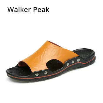 

Walker Peak New Slippers High Quality Handmade Cow Genuine Leather Summer Shoes Fashion Men Beach Sandals Flip Flops