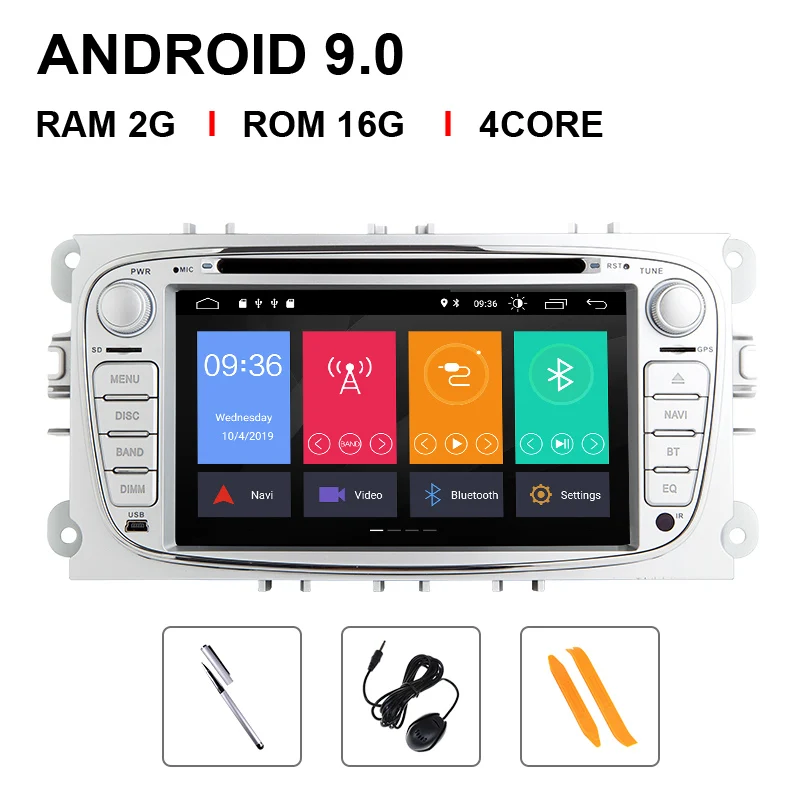 IPSDSP 4 Гб 64 г 2 din Android 9 Автомобильная магнитола мультимедиа для Ford Focus 2 3 mk2 Mondeo 4 Kuga Fiesta TransitConnect S-MAXC-MAX 8 ядерный - Color: 4 Core 16 ROM