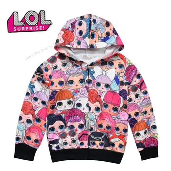 

LOL Surprise Doll Coat Cute Cartoon Thin Zipper Coat Children's Sweater Hooded Zipper Cardigan