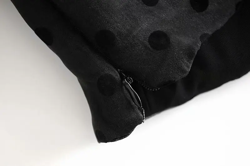 Сексуальные женские короткие топы Осень Новая мода блузка в горошек популярный спонж с коротким рукавом Прозрачные майки
