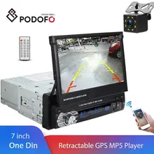Podofo 1 din " Универсальный Автомобильный Радио gps навигация Авторадио Видео плеер Bluetooth выдвижной сенсорный экран MP5 стерео аудио