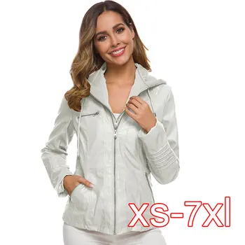 

2020 Autumn Faux Leather Jacket Women Casual Basic Coats Plus Size 7XL Ladies Basic Jackets Waterproof Windproof Coats Female