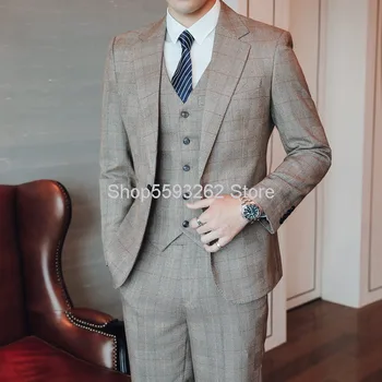 

Autumn Men Suit Suit Groom Marriage Dress Three-piece Set Big Size Slim Fit Small Suit 6729