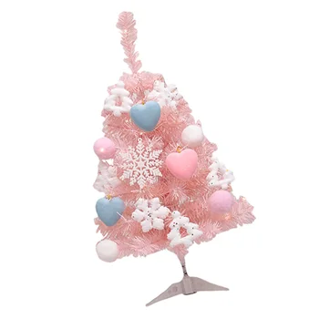 

1 Set 60CM Home Christmas Tree Decor Set Pink Tree Ornament Without Battery