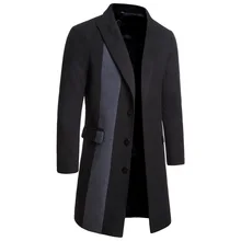 Мужской Для мужчин одежда в один ряд пряжки, защита от ветра, черное шерстяное пальто серого цвета твидовое пальто, пальто из твида