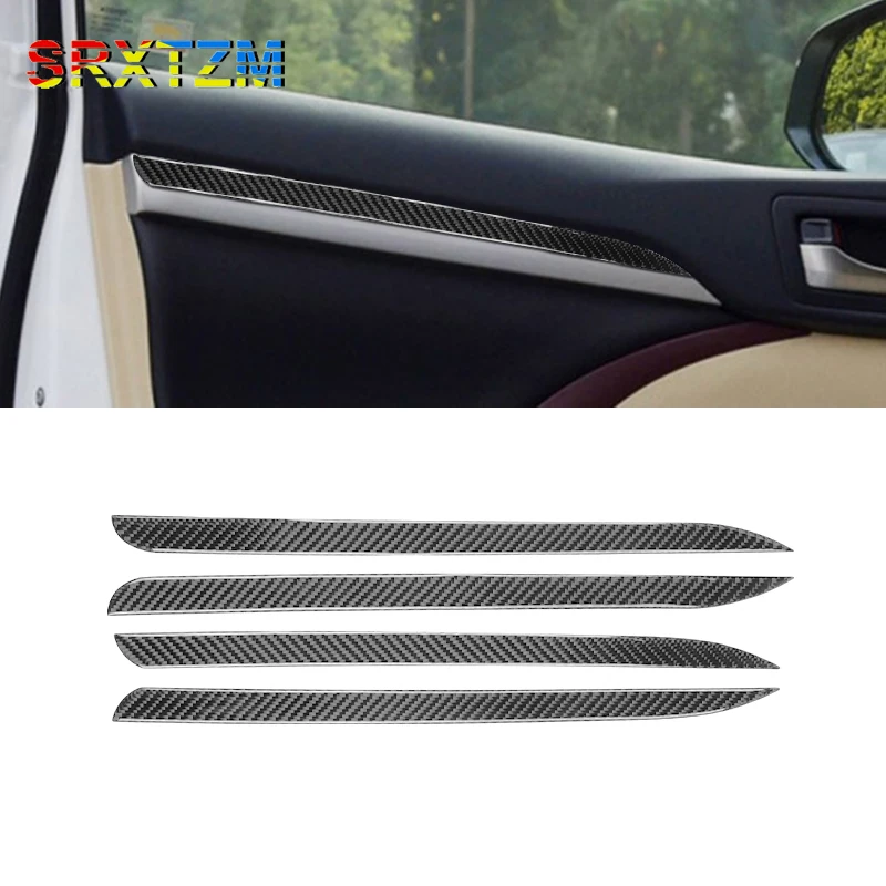 

Carbon Fiber Interior Moldings Side Door Panel Trim Strips Sequins Cover For Toyota Highlander 2015 2016 2017 2018 Car Accessori