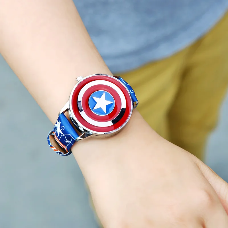 Водонепроницаемые Детские Кварцевые часы Marvel Avengers из искусственной кожи с