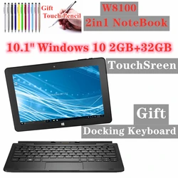Tablette PC windows 10 ultramince W8100, 10.1 pouces, Quad core, clavier Docking à broches, 1280x800, 2 go + 32 go, système d'exploitation 32 bits compatible HDMI 