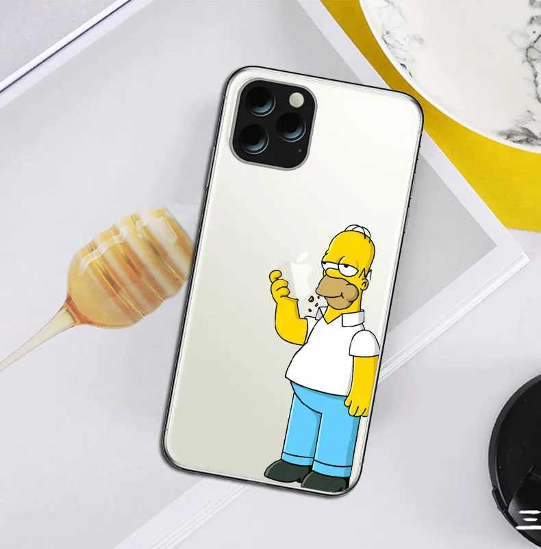 Модный чехол с логотипом Simpson Eat apple для iphone 11 11PRO X XR XS MAX 5S SE 6S 7 8 PLUS, роскошный мягкий чехол из ТПУ