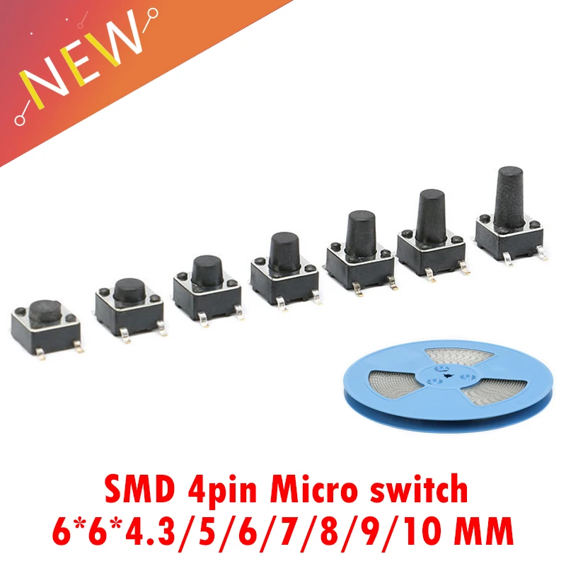 200pcs Tact Button Switches 6 x 6 x 5mm PCB Momentary