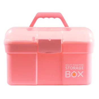 

Dual Layered Handheld Nail Art Storage Box Portable Manicure Tools Container Cosmetics Storage Container Sundries Case