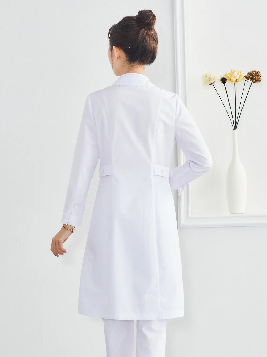 Medical plastic white coat long sleeve beauty salon beautician work clothes female nurse uniform high-end skin management