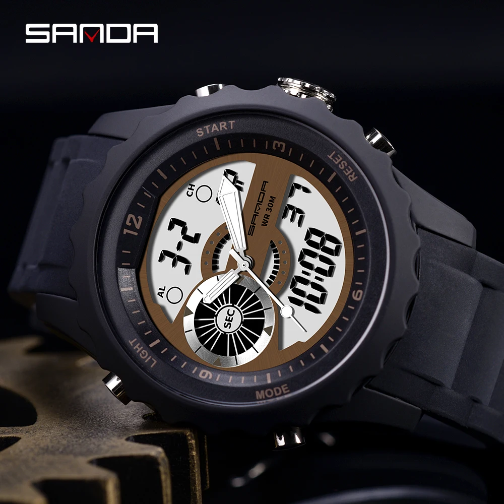 SANDA mannen Militaire Sport Horloge mannen водонепроницаемые электронные цифровые часы Horloge Siliconen Band Horloge Relogio Masculino