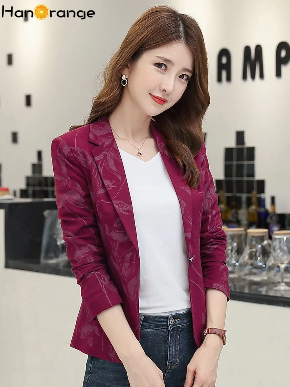Single Button Printed Short Blazer 2019 Spring Autumn Retro Slim Women Long Sleeve Short Jacket Single Button Printed Short Blazer 2019 Spring Autumn Retro Slim Women Long Sleeve Short Jacket