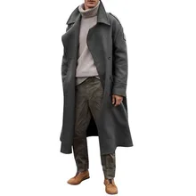 Тренч, Мужская однотонная Классическая зимняя однотонная куртка, Chaquetas Mujer, повседневное Свободное длинное пальто в британском стиле, пальто, уличная одежда