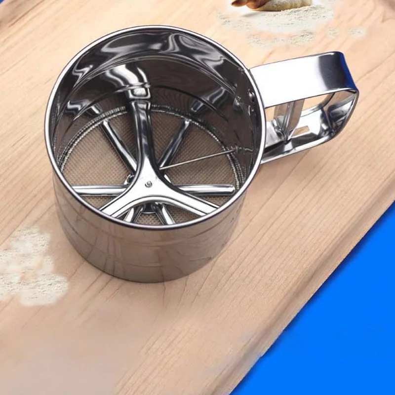 Stainless Steel Semi-automatic Hand-held Flour Sieve Baking tools Cake Utensils Cocoa Powder Hand-screened Sugar Mesh Sieve