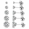 Stainless Steel Gold/Silver Color Earrings 4-8mm Six Claws Zirconia Crystal Stud Earrings For Women Girl Wedding Jewelry 2