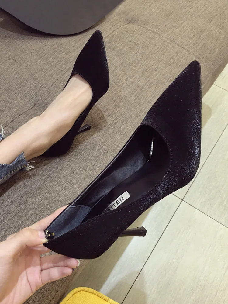

French GIRL'S Thin Heeled High Heel Shoes 2019 Autumn New Style Korean-style Versatile Pointed-Toe Slimming Shoes Women's Brides
