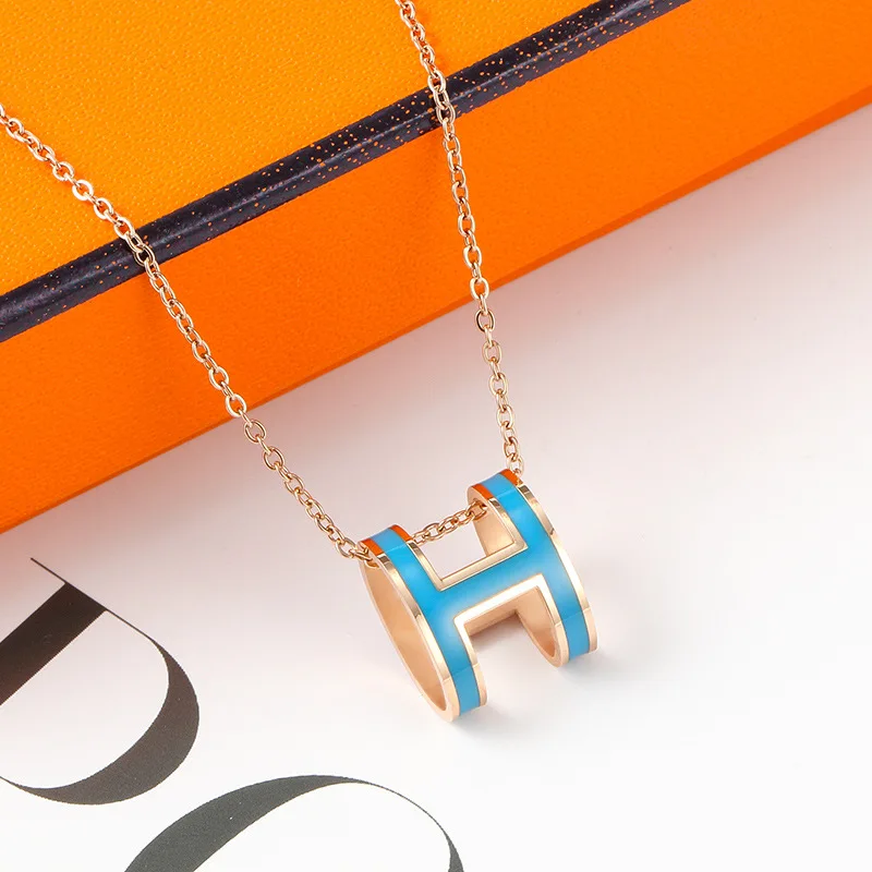 Name Necklace Female Driped Oil Jewelry 