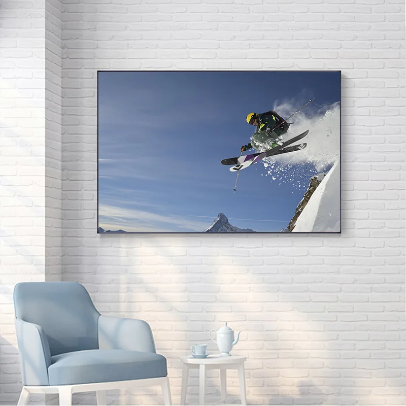 현대 스키 스포츠 인쇄 캔버스 회화 포스터 스노우 보드 스노우 마운틴 Wingsuit 비행 벽 장식 예술 Cuadros