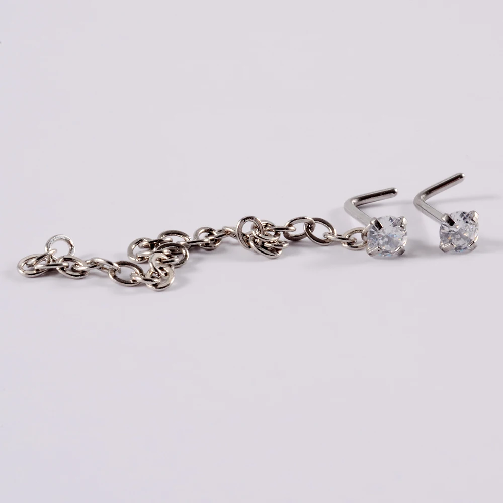 26 Pezzi Piercing Al Naso In Acciaio Chirurgico - Borchie, Catene E Anelli Con CZ, Oro E Argento - Foto 10