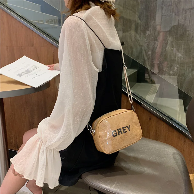 

Korean version of the bright face transparent girls Hong Kong style girls single shoulder bag casual canvas oblique satchel bag