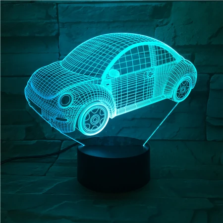 3D лампа Beetle винтажный автомобиль лучший подарок для ребенка на батарейках для украшения комнаты 7 цветов с пультом дистанционного управления светодиодный ночной Светильник