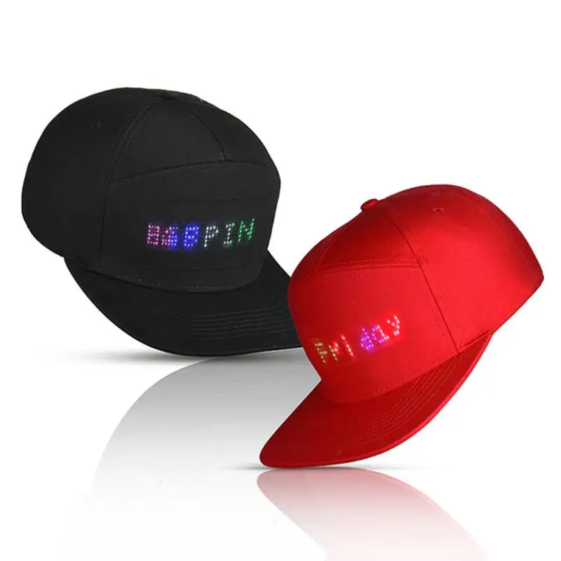 

Men'S Women'S Fashion Hat Bluetooth LED Message Hat APP Control Editable Message Display Baseball Hip Hop Party Hat USB Charge